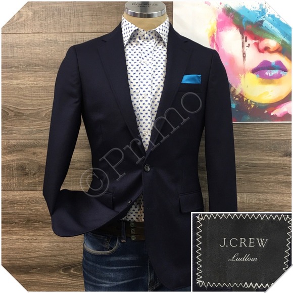 J CREW LUDLOW‎ Mens Wool Blazer Sport Coat Casual Jacket Size 36R Navy Suit